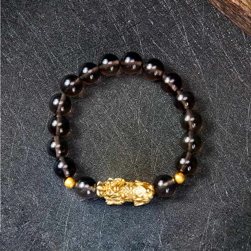 Buddha Stones Pulsera de la buena fortuna de obsidiana de hielo PiXiu - image 1