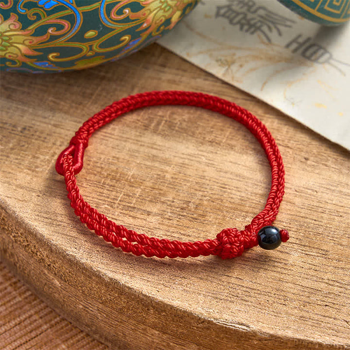 Buddha Stones Pulsera de equilibrio de aventurina verde con hilo rojo - Ónix negro - Cuerda roja - 19–20 cm - image 26