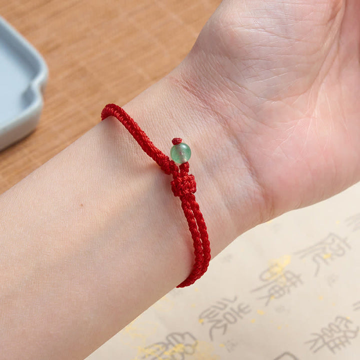 Buddha Stones Pulsera de equilibrio de aventurina verde con hilo rojo - image 3