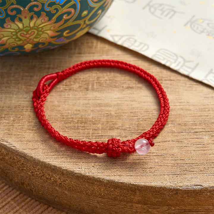 Buddha Stones Pulsera de equilibrio de aventurina verde con hilo rojo - Cuarzo rosa - Cuerda roja - 19–20 cm - image 8