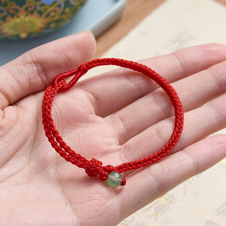 Buddha Stones Pulsera de equilibrio de aventurina verde con hilo rojo - image 4