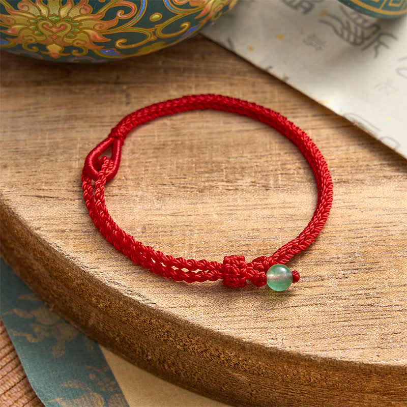 Buddha Stones Pulsera de equilibrio de aventurina verde con hilo rojo - Aventurina verde - Cuerda roja - 19–20 cm - image 0
