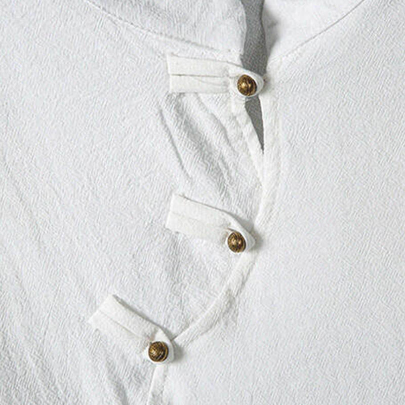 Buddha Stones Camisas de manga corta para hombre estilo Tang, informales, con botones de rana y estampado de bambú, ideales para el verano. - image 5