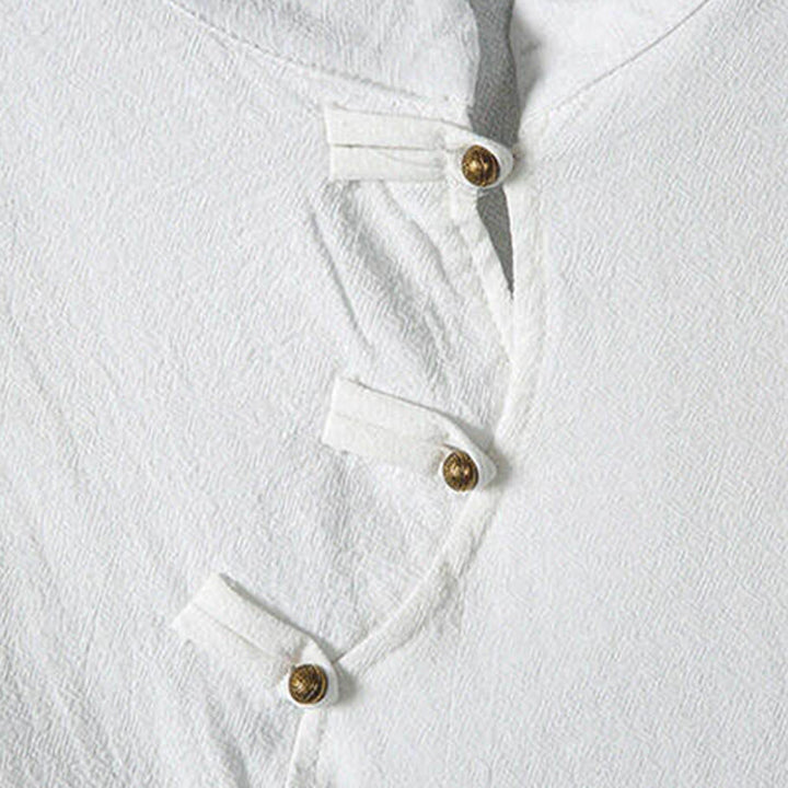 Buddha Stones Camisas de manga corta para hombre estilo Tang, informales, con botones de rana y estampado de bambú, ideales para el verano. - image 5