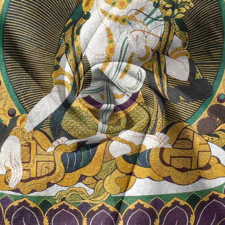 Buddha Stones Camisa de manga corta con medio botón para hombre, de algodón, con estampado floral de Buda radiante. - image 4