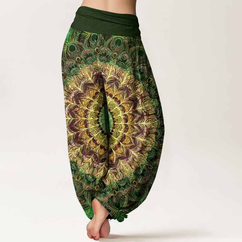 Buddha Stones Pantalones harem de mujer con cintura elástica y estampado de mandala de algodón puro para mujer. - image 10