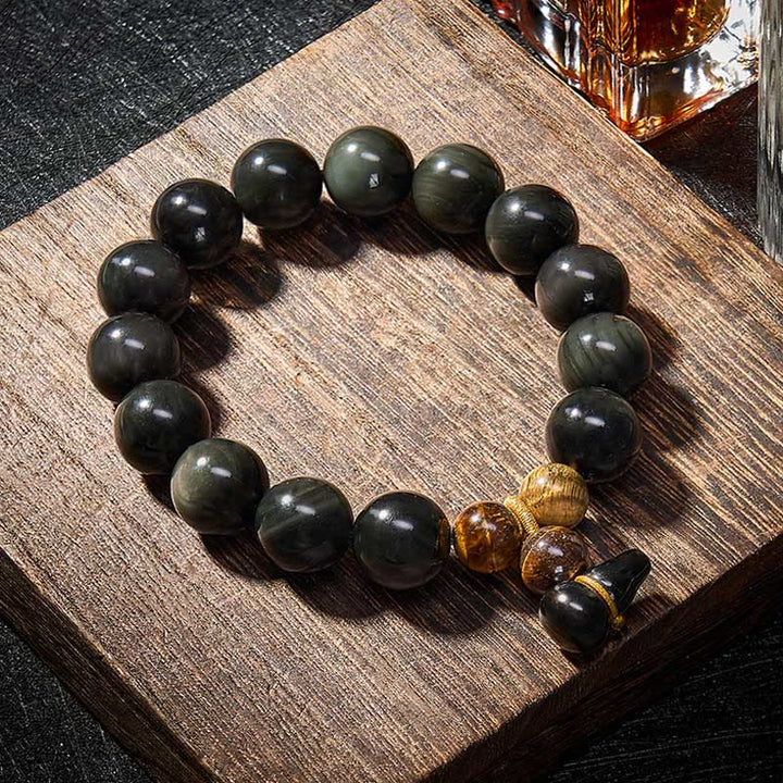 Buddha Stones Pulsera china vintage de protección con calabaza de obsidiana arcoíris - image 27