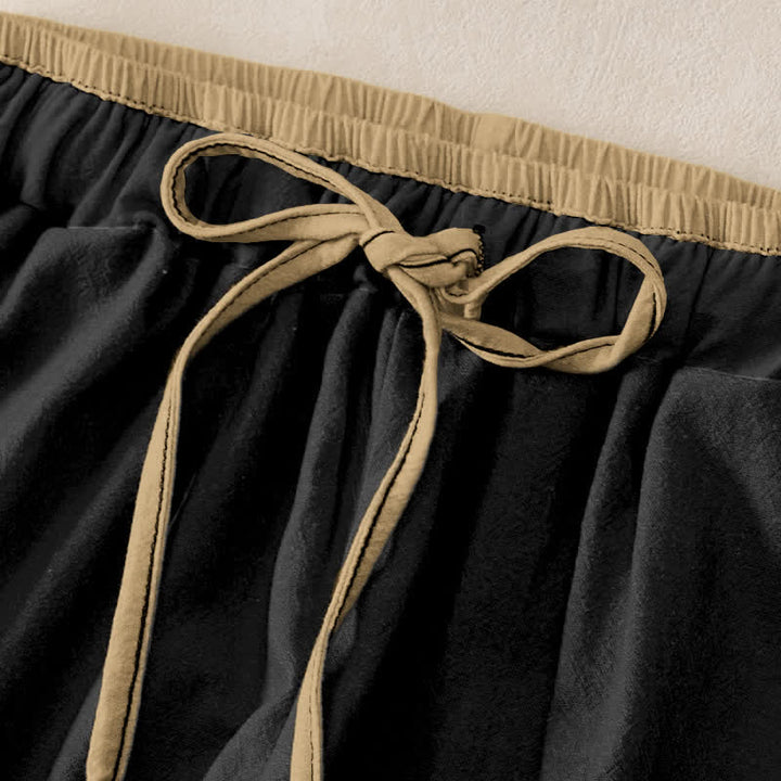 Buddha Stones Pantalones de mujer de algodón puro con estampado de loto rosa OM, cintura elástica y bolsillos. - image 1
