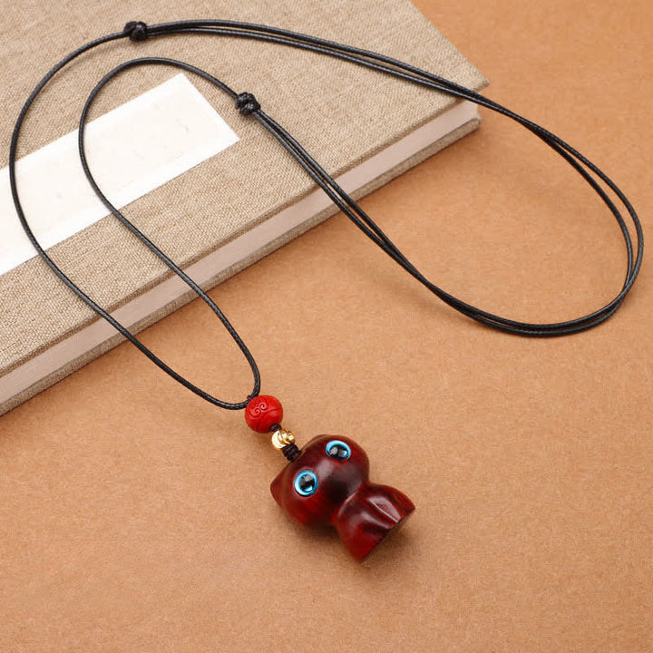 Buddha Stones Collar con colgante de gato tranquilo, bonito y tranquilo, de madera de ébano y sándalo rojo. - Sándalo rojo (Riqueza ♥ Fortuna) - image 6