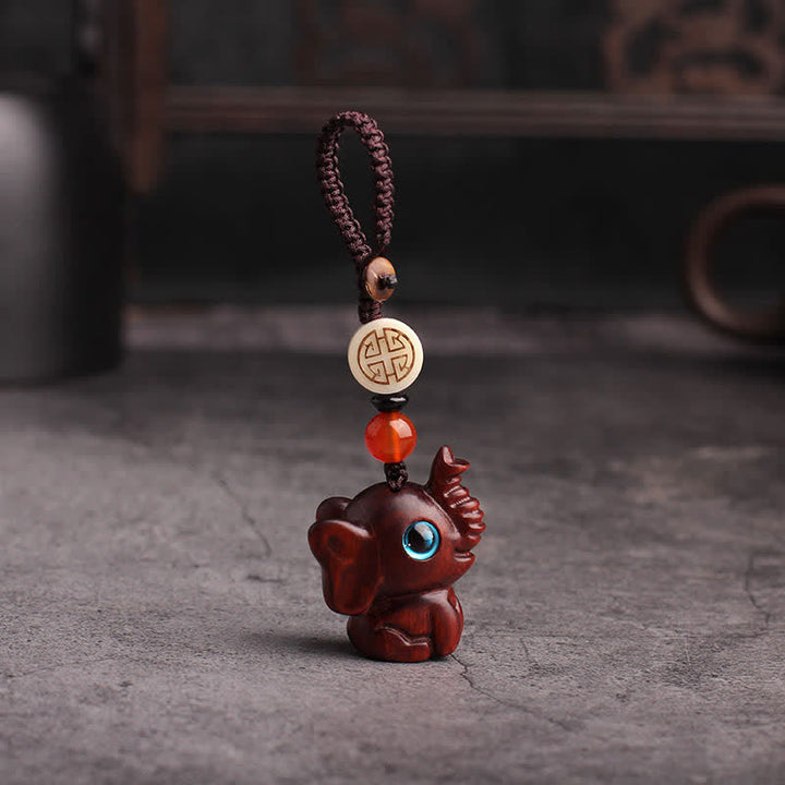 Buddha Stones Llaveros trenzados de sándalo verde con el símbolo de la FUERZA - Símbolo auspicioso: Sándalo rojo - image 3