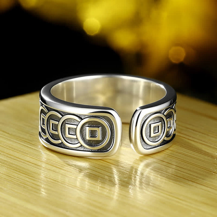 Buddha Stones Anillo ajustable de protección Jambhala de cobre tibetano chapado en plata amarilla - image 2