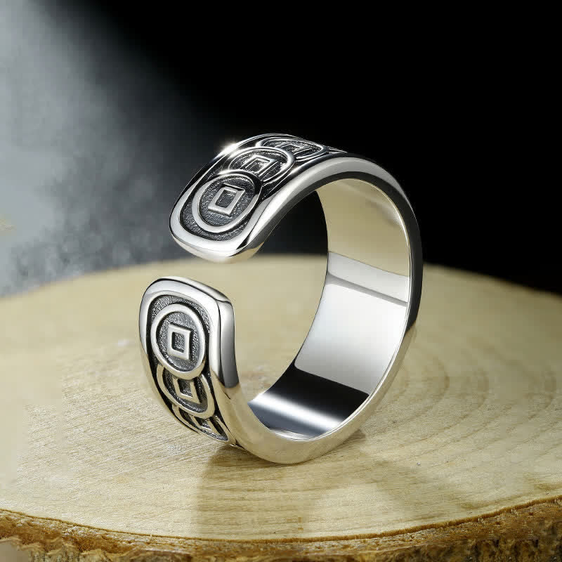Buddha Stones Anillo ajustable de protección Jambhala de cobre tibetano chapado en plata amarilla - image 3