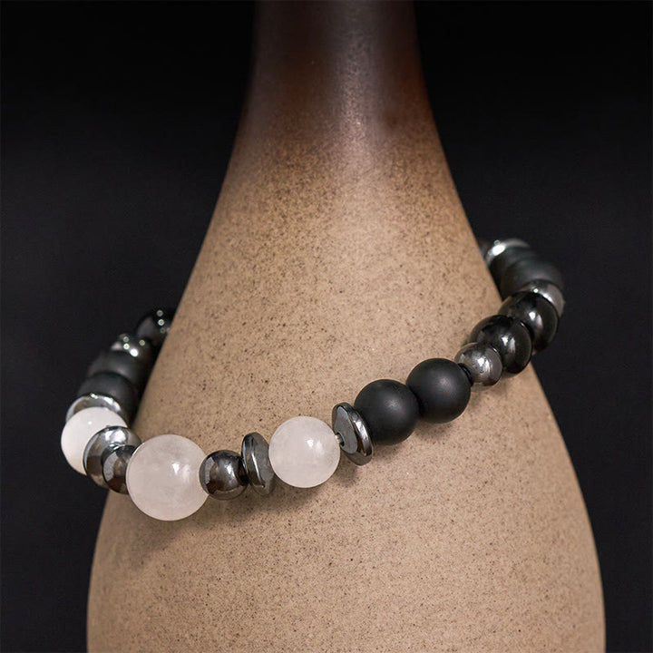 Buddha Stones Pulsera de soporte con cuentas negras de hematita - image 1