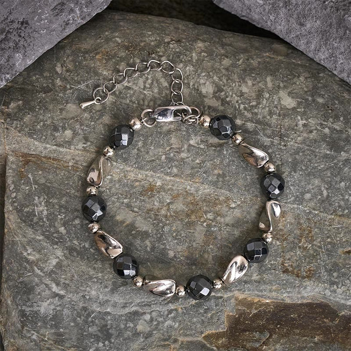 Buddha Stones Pulsera de cadena resistente de acero de titanio y hematita natural - image 1