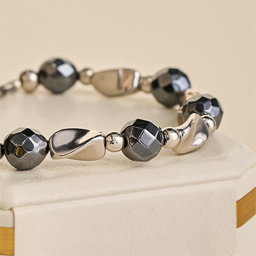 Buddha Stones Pulsera de cadena resistente de acero de titanio y hematita natural - image 4