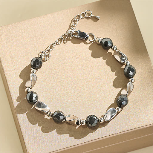 Buddha Stones Pulsera de cadena resistente de acero de titanio y hematita natural - image 2