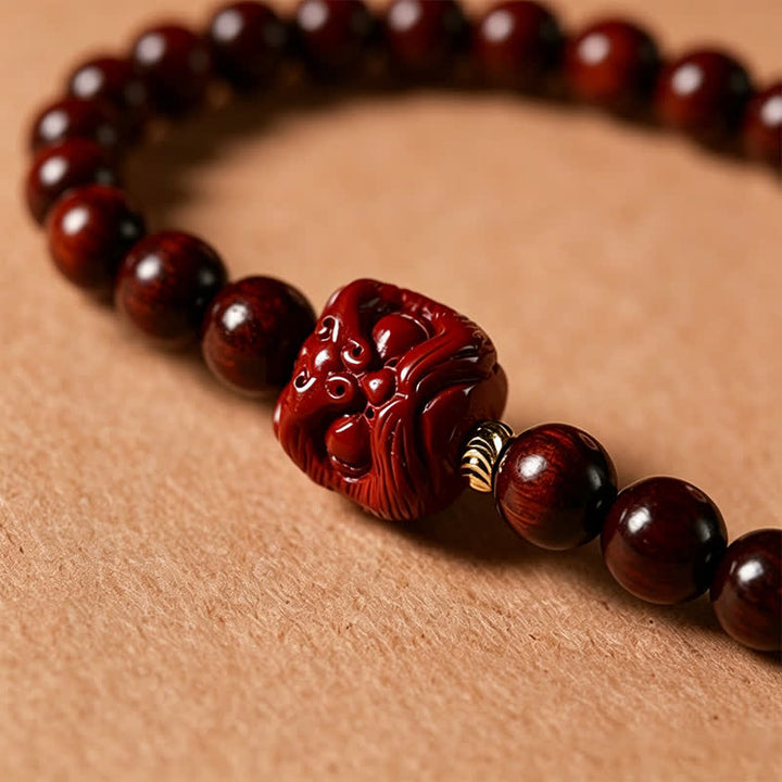 Buddha Stones Mala de protección con hebilla de paz de sándalo rojo, tejido a mano, 108 cuentas. - image 12