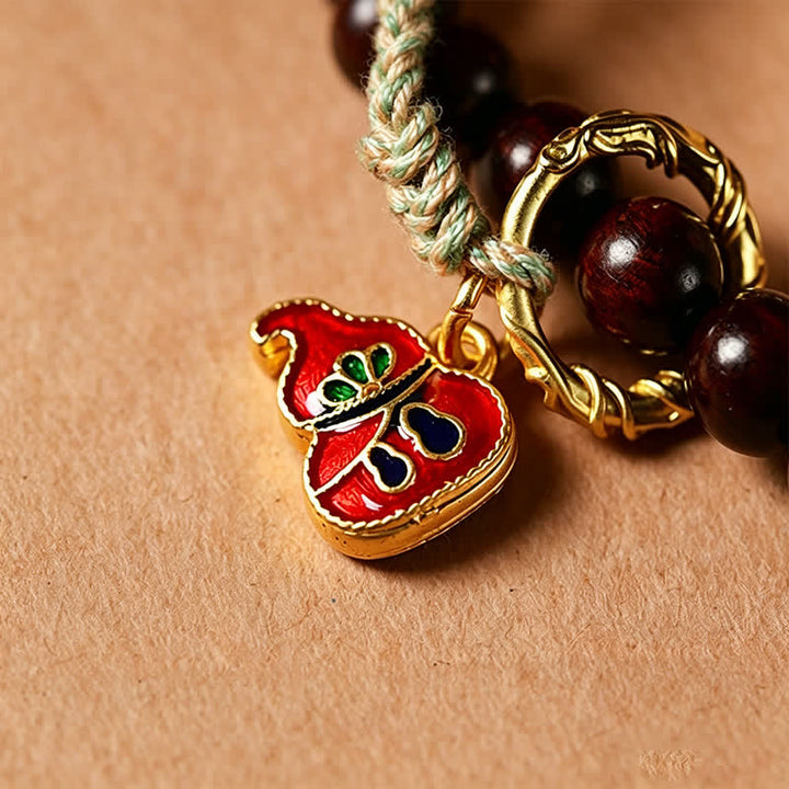 Buddha Stones Mala de protección con hebilla de paz de sándalo rojo, tejido a mano, 108 cuentas. - image 10