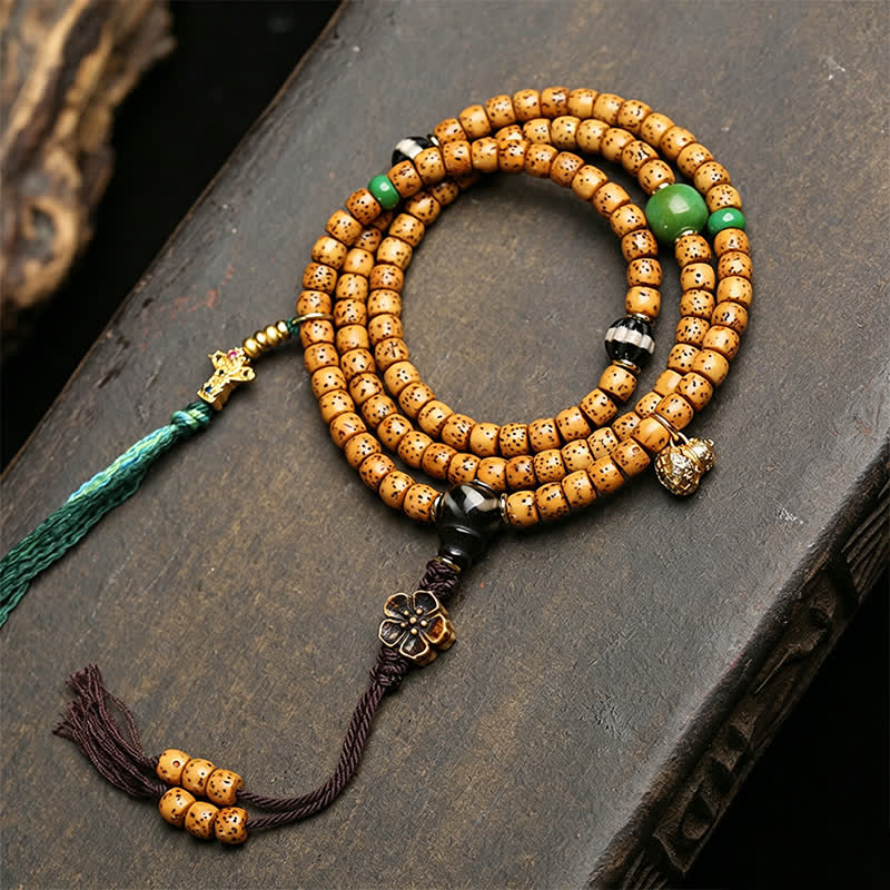 Buddha Stones Mala tibetano hecho a mano de 108 cuentas con diseño de estrella, luna, semilla de Bodhi, zorro y calabaza. - Estilo B - Semilla Bodhi de la Luna Estelar (Sabiduría ♥ Paz Interior) - image 6