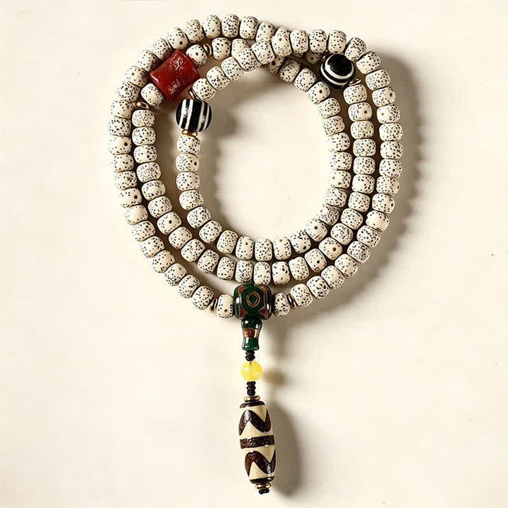 Buddha Stones Mala tibetana de 108 cuentas tejida a mano con semillas de Bodhi y estrella de la luna, símbolo de sabiduría. - image 2