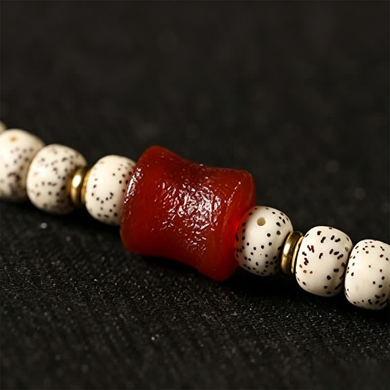 Buddha Stones Mala tibetana de 108 cuentas tejida a mano con semillas de Bodhi y estrella de la luna, símbolo de sabiduría. - image 10