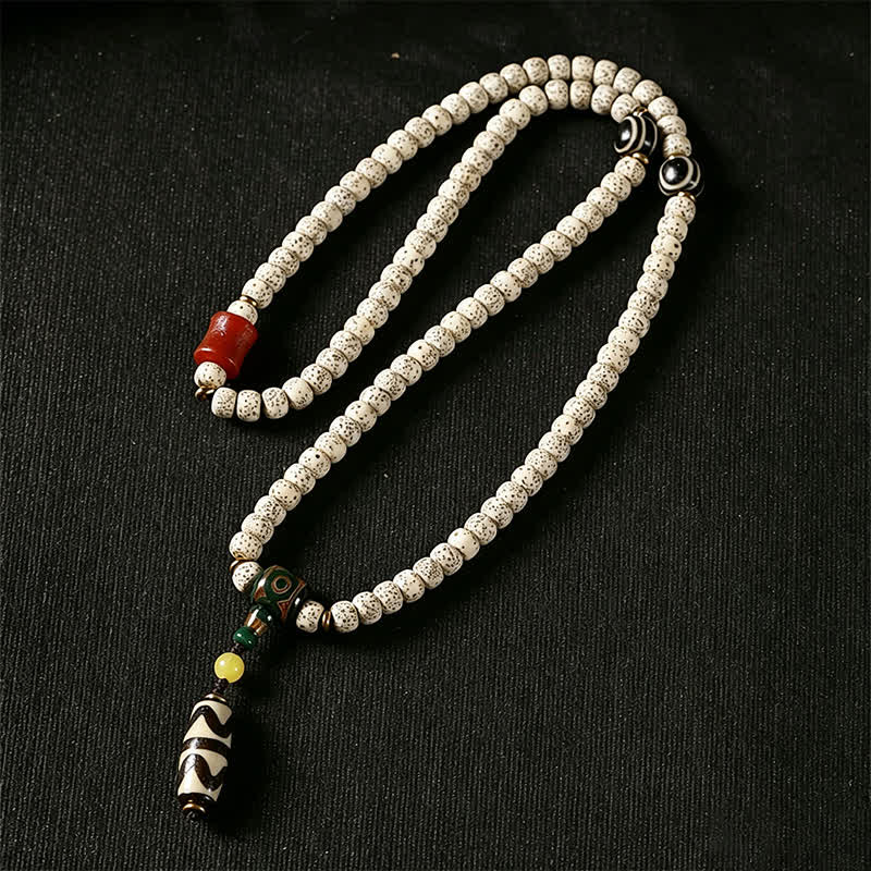 Buddha Stones Mala tibetana de 108 cuentas tejida a mano con semillas de Bodhi y estrella de la luna, símbolo de sabiduría. - image 4