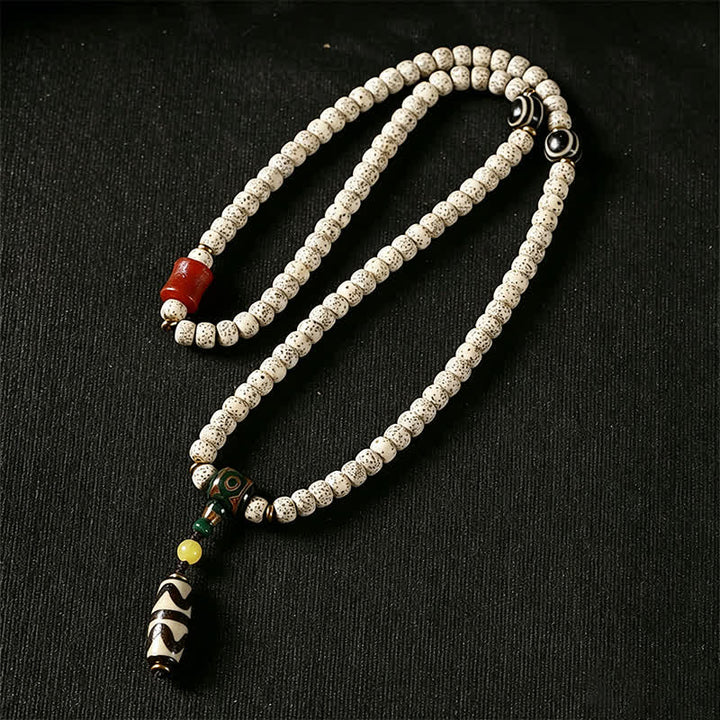 Buddha Stones Mala tibetana de 108 cuentas tejida a mano con semillas de Bodhi y estrella de la luna, símbolo de sabiduría. - image 4