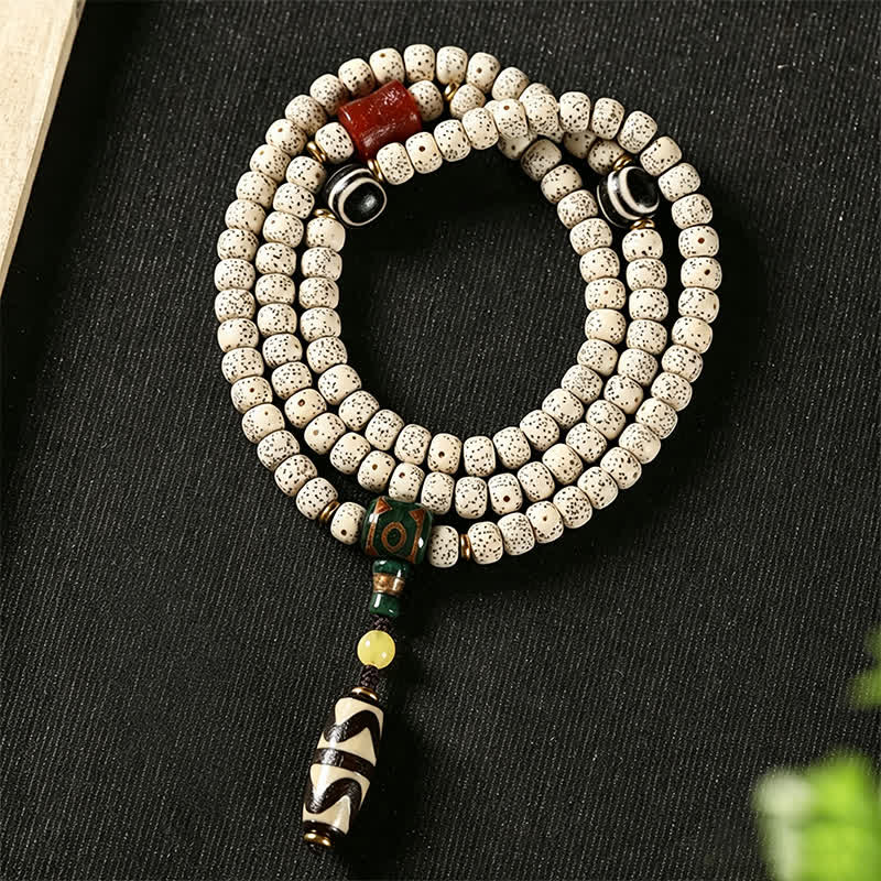 Buddha Stones Mala tibetana de 108 cuentas tejida a mano con semillas de Bodhi y estrella de la luna, símbolo de sabiduría. - Semilla Bodhi de la Luna Estelar (Sabiduría ♥ Paz Interior) - image 0