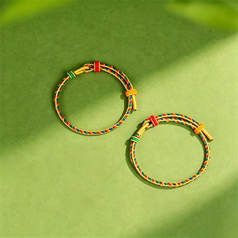 Buddha Stones Pulsera ajustable de alta resistencia con cordón trenzado de cinco colores, tejida a mano. - image 1