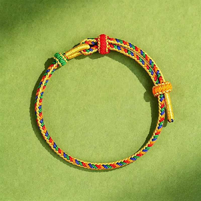 Buddha Stones Pulsera ajustable de alta resistencia con cordón trenzado de cinco colores, tejida a mano. - El más grande mide 7,9 pulgadas (20 cm) - image 0
