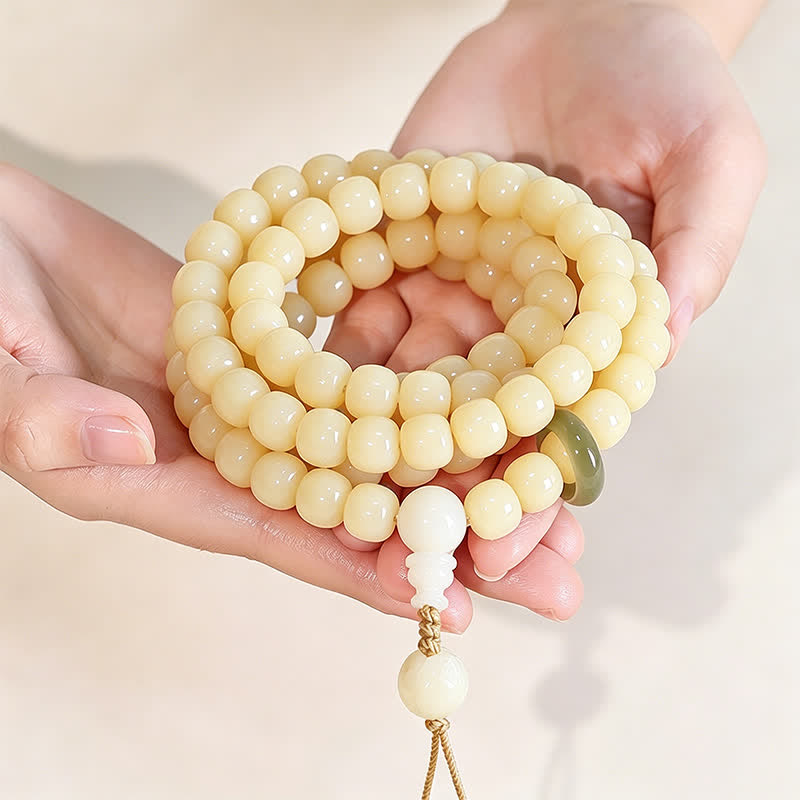 Buddha Stones Colgante de raíz de loto Bodhi Purity 108 cuentas redondas pulidas a mano Mala - image 2