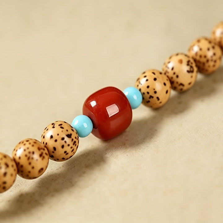 Buddha Stones Mala redonda de 108 cuentas con diseño de estrella, luna, semilla de Bodhi y vaina de loto, elaborada a mano. - image 13