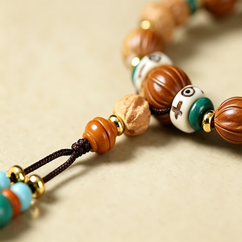 Buddha Stones Mala redonda de 108 cuentas con diseño de estrella, luna, semilla de Bodhi y vaina de loto, elaborada a mano. - image 16