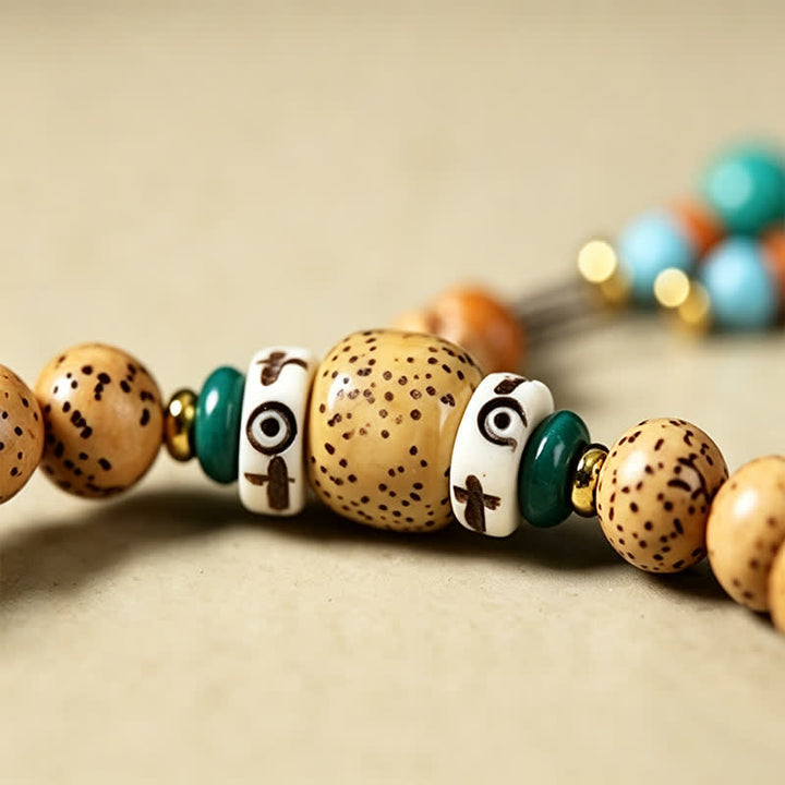 Buddha Stones Mala redonda de 108 cuentas con diseño de estrella, luna, semilla de Bodhi y vaina de loto, elaborada a mano. - image 15