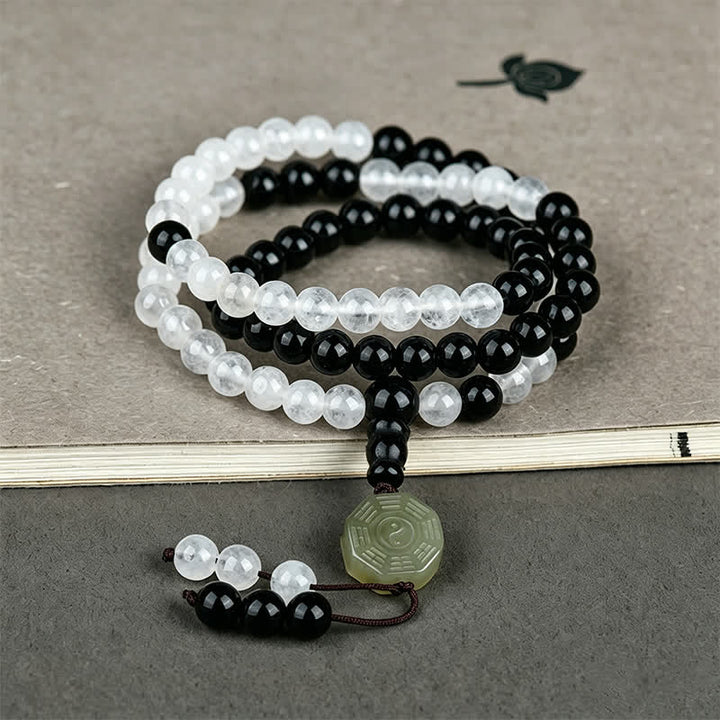 Buddha Stones Pulsera de cuentas de protección Bagua de obsidiana negra - image 3