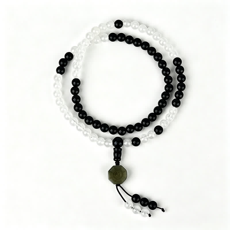 Buddha Stones Pulsera de cuentas de protección Bagua de obsidiana negra - image 4