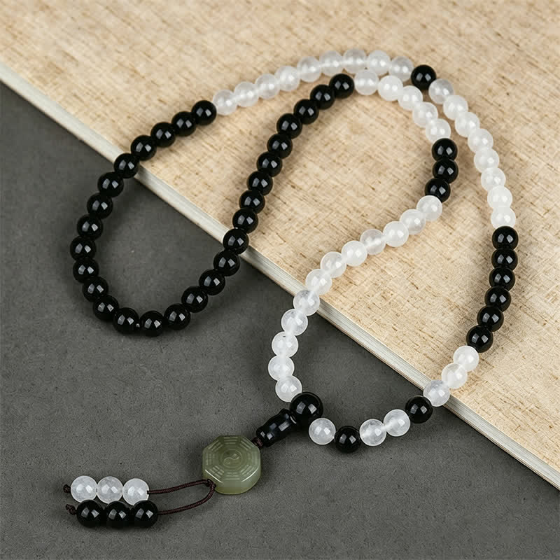Buddha Stones Pulsera de cuentas de protección Bagua de obsidiana negra - Bagua (Equilibrio ♥ Armonía) - image 0