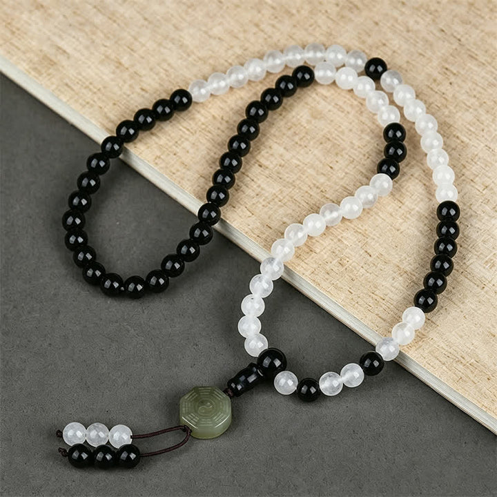 Buddha Stones Pulsera de cuentas de protección Bagua de obsidiana negra - Bagua (Equilibrio ♥ Armonía) - image 0