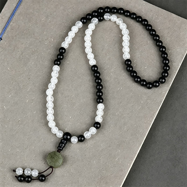 Buddha Stones Pulsera de cuentas de protección Bagua de obsidiana negra - image 1