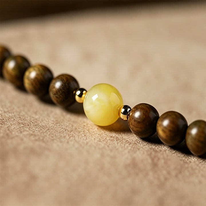 Buddha Stones Colgante de gato tejido a mano de sándalo verde Serenity Mala de estilo retro étnico - image 14