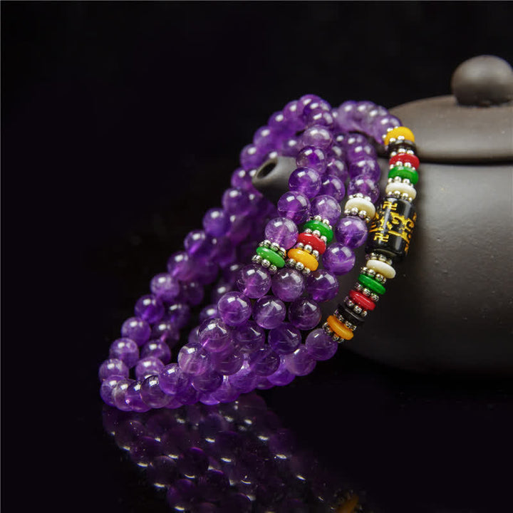Buddha Stones Amatista Om Mani Padme Hum Oración de Pureza 108 Cuentas Mala - image 7