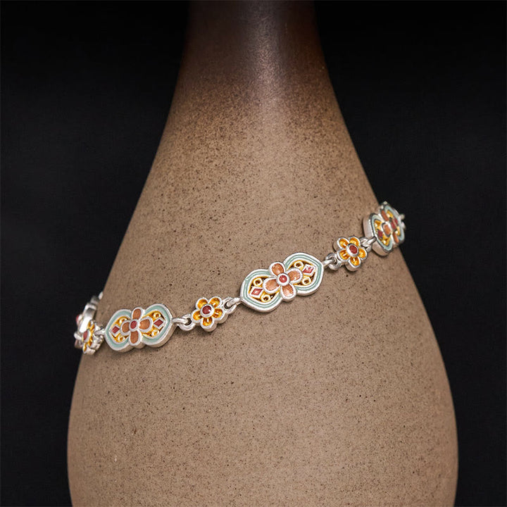 Buddha Stones Pulsera curativa con diseño floral y esmalte de cobre - image 0