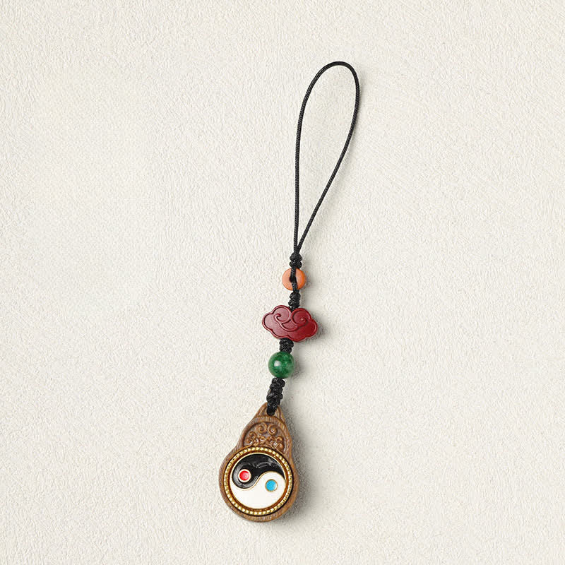 Buddha Stones Calabaza colgante de protección Bagua Yin Yang de sándalo verde para teléfono - image 16