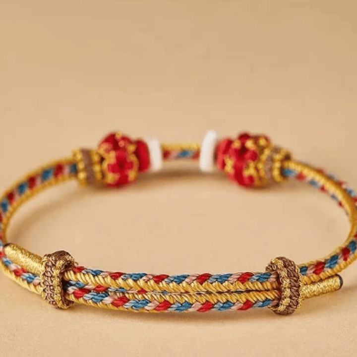 Buddha Stones Pulsera tibetana trenzada tejida a mano con cordón colorido Bagua y moneda china para protección - image 13