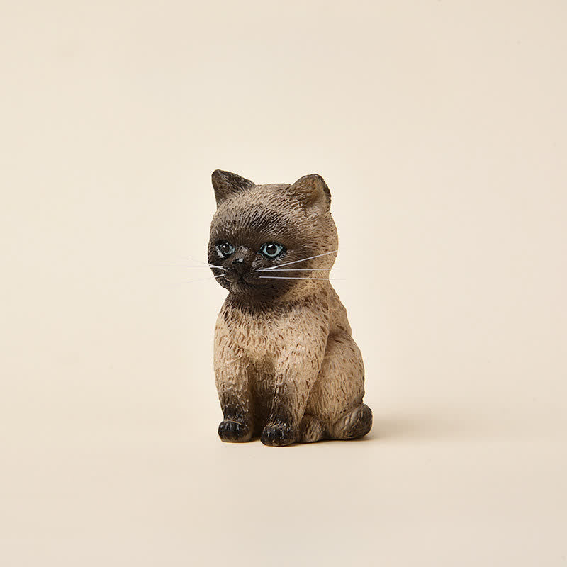 Buddha Stones Familia de gatitos melancólicos pintados en resina, mini gatos, decoración de animales adorables - siamés - image 16