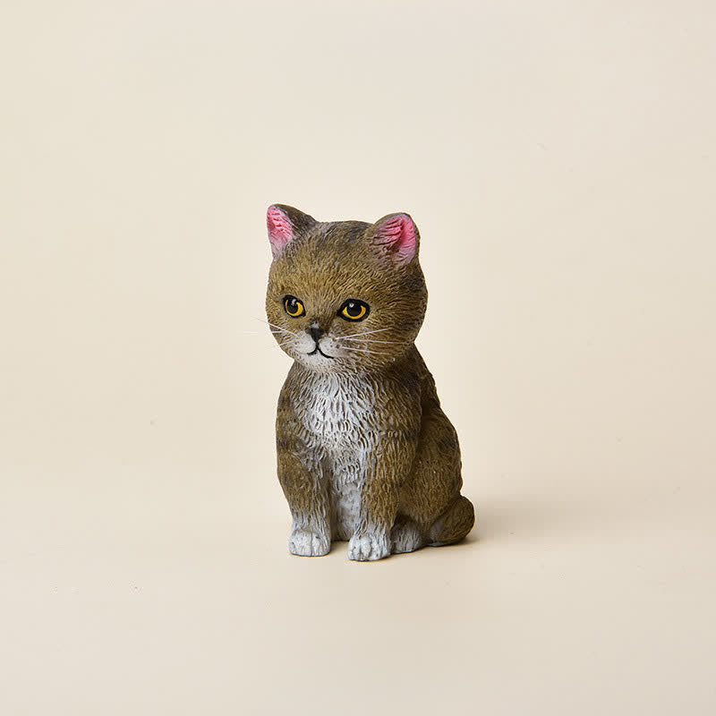 Buddha Stones Familia de gatitos melancólicos pintados en resina, mini gatos, decoración de animales adorables - Atigrado - image 18