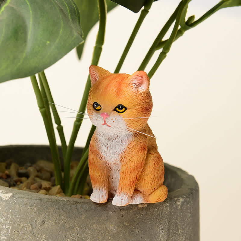 Buddha Stones Familia de gatitos melancólicos pintados en resina, mini gatos, decoración de animales adorables - image 12