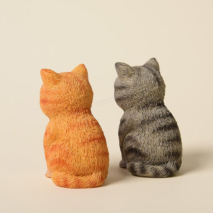Buddha Stones Familia de gatitos melancólicos pintados en resina, mini gatos, decoración de animales adorables - image 5