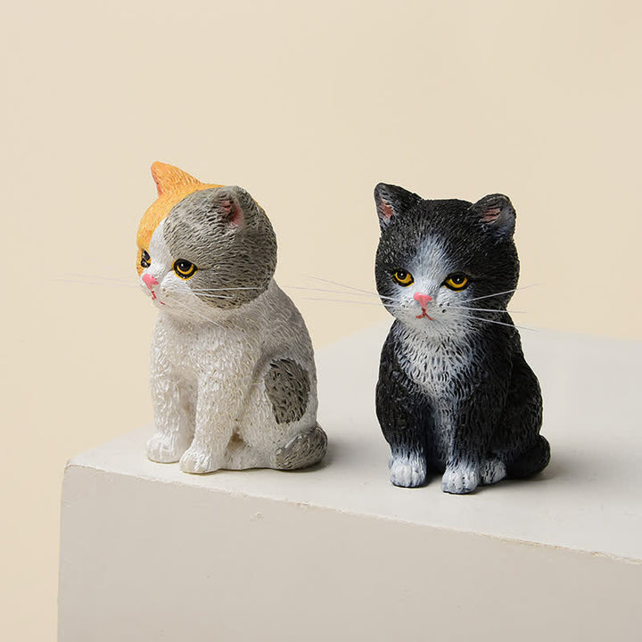 Buddha Stones Familia de gatitos melancólicos pintados en resina, mini gatos, decoración de animales adorables - image 3