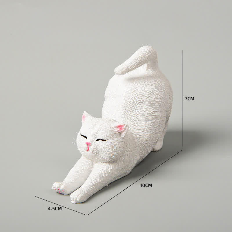 Buddha Stones Decoración de animales: gatito perezoso de resina pintado a mano - Gato blanco - image 14